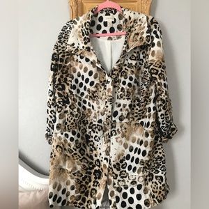 Chico’s cheetah and polka dot trench